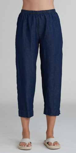 Cut Loose Flax Denim Tapered Crop Pant