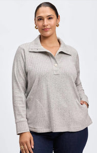 Foxcroft Sammy Cable Knit Popover