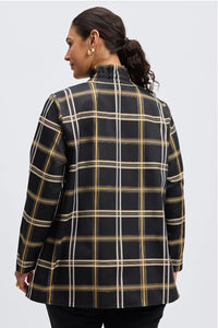 Foxcroft Carolina No Iron Gold & Silver Lurex Plaid Shirt Jacket