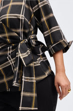 Load image into Gallery viewer, Foxcroft Salina No Iron Gold &amp; Silver Lurex Plaid Shirt