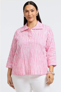 Foxcroft Crinkle Sammy 3/4 Sleeve Popover