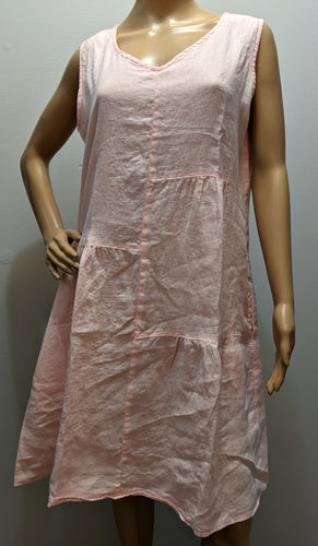Cut Loose Hanky Linen Patch Dress (M, Pink Salt)- On Sale!