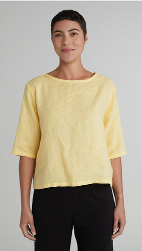 Cut Loose Lightweight Hanky Linen Elbow Sleeve Top