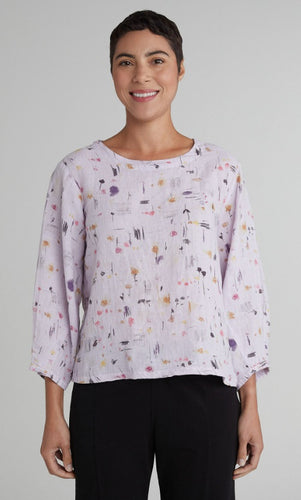 Cut Loose Graffiti Floral Lantern Sleeve Top