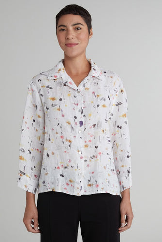 Cut Loose Graffiti Floral Crop Shirt