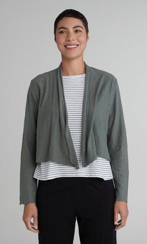 Cut Loose Linen Cotton Jersey Cropped Cardigan