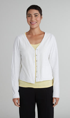 Cut Loose Linen Cotton Jersey Crop Pocket Cardi