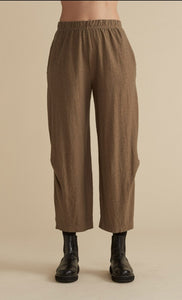 Cut Loose Linen Cotton Jersey Tuck Pant with Pockets