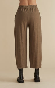 Cut Loose Linen Cotton Jersey Tuck Pant with Pockets