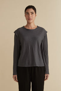 Cut Loose Linen Cotton Jersey Shoulder Detail Top