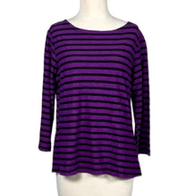 Load image into Gallery viewer, Cut Loose Black/Natural Stripe 3/4 Sleeve Boatneck Top