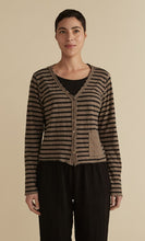 Load image into Gallery viewer, Cut Loose Black/Natural Stripe Crop Pocket Cardi