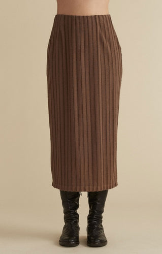 Cut Loose Frayed Stripe Long Pencil Skirt