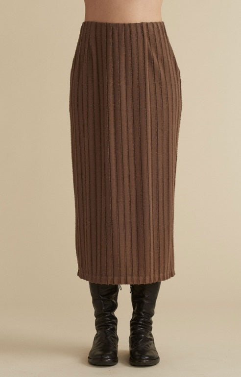 Cut Loose Frayed Stripe Long Pencil Skirt