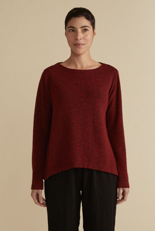 Cut Loose Crimped Fabric Wide Facing Pullover