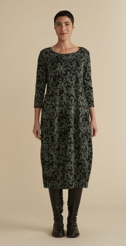 Cut Loose Floral Jacquard 3/4 Sleeve Dress