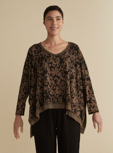 Cut Loose Floral Jacquard One Size Deep V Top