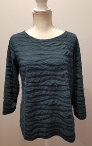 Cut Loose Texture Char Knit 3/4 Sleeve Boatneck Top (XS, Undersea)- On Sale!