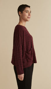 Cut Loose Texture Char Knit One Size Pocket Pullover Top