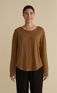 Cut Loose Grey Stripe Fleece Thumbhole Top