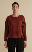 Load image into Gallery viewer, Cut Loose Grey Stripe Fleece Crop Pocket Sweatshirt