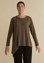 Load image into Gallery viewer, Cut Loose Grey Stripe Fleece Asym Tee