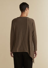 Load image into Gallery viewer, Cut Loose Grey Stripe Fleece Asym Tee