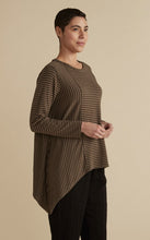 Load image into Gallery viewer, Cut Loose Grey Stripe Fleece Asym Tee