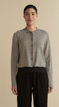 Load image into Gallery viewer, Cut Loose Grey Stripe Fleece Crop Asym Cardi