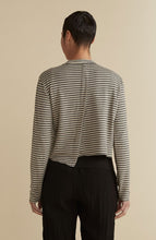 Load image into Gallery viewer, Cut Loose Grey Stripe Fleece Crop Asym Cardi