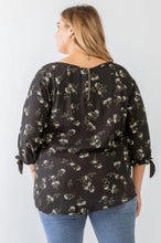 Load image into Gallery viewer, Papermoon Floral Tie Midi Sleeve Back Zipper Relax Top